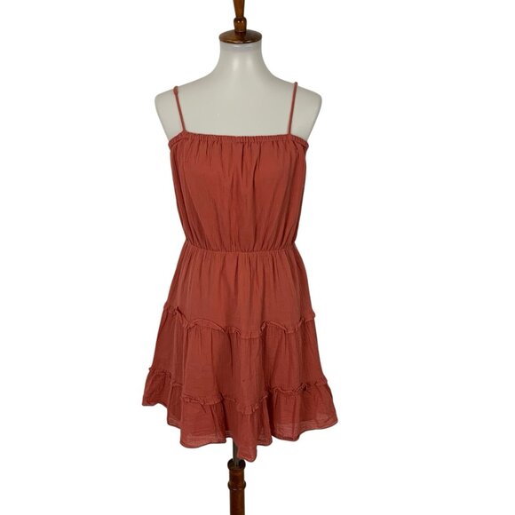 Express Dress Medium Pink Flare Ruffle Tiered Boho Party Cocktail Feminine - Picture 1 of 7
